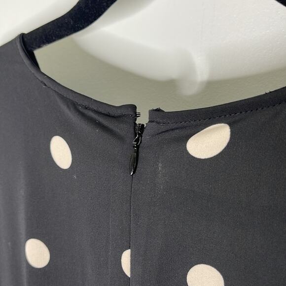 ANN TAYLOR Black Polka Dot Flutter Sleeve Midi / Maci A Line Dress Size 4 - Picture 6 of 9